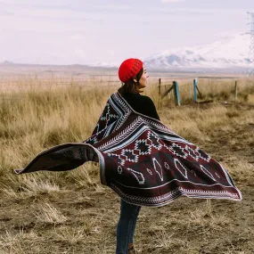 Glamping Bohemia Tribal Cashmere-Like Knit Poncho Scarf