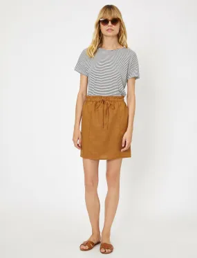 11946 Brown Tie Waist Mini Skirt