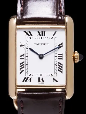 1970s Ladies Cartier Tank Paris 18k YG w/ Original 18k Deployant Clasp