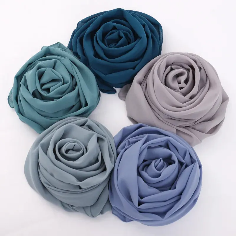 67 colors Elegant Modest Women Bubble Chiffon Solid Oversizes Muslim Head Scarf Ladies Shawl and Wrap Female Foulard Hijab Stoles