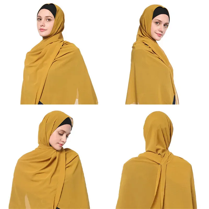 67 colors Elegant Modest Women Bubble Chiffon Solid Oversizes Muslim Head Scarf Ladies Shawl and Wrap Female Foulard Hijab Stoles