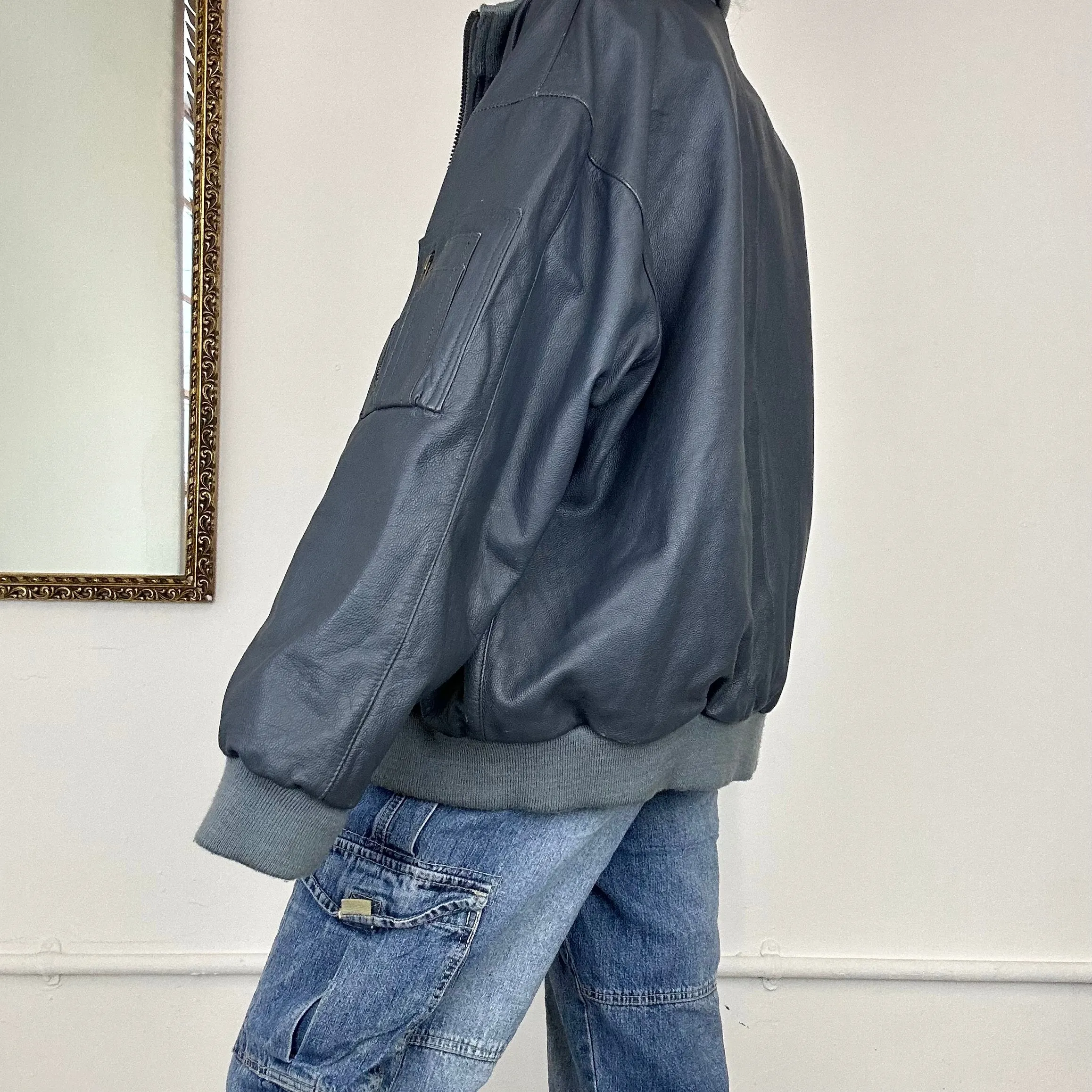 90's leather bomber jacket