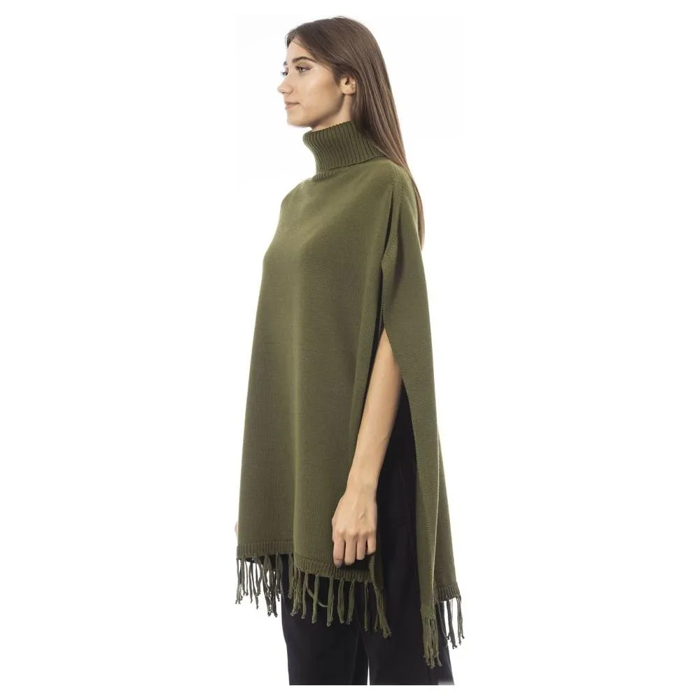 Alpha Studio Green Wool Poncho