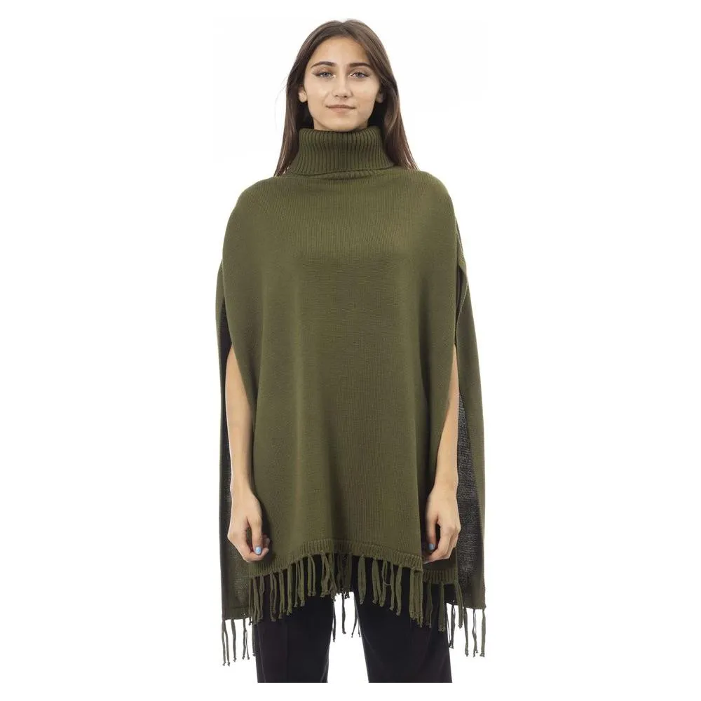 Alpha Studio Green Wool Poncho