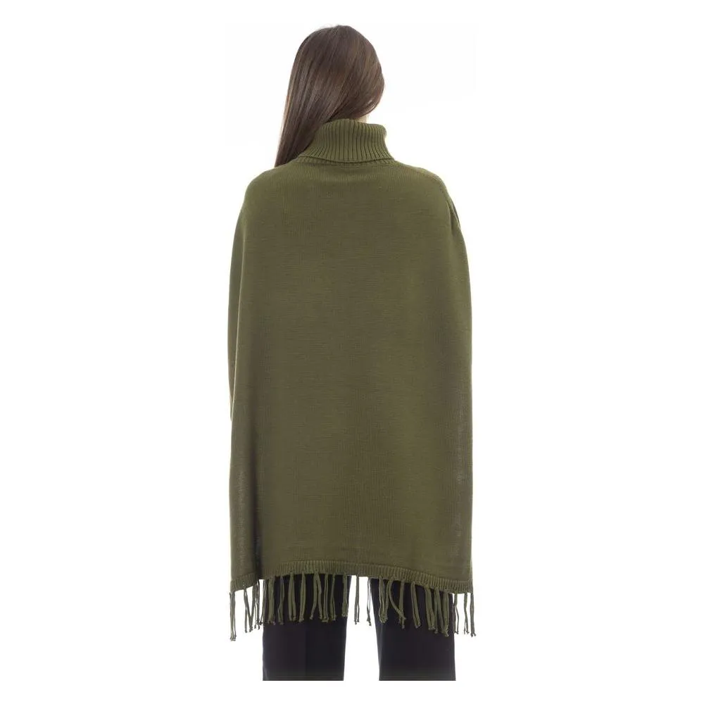 Alpha Studio Green Wool Poncho