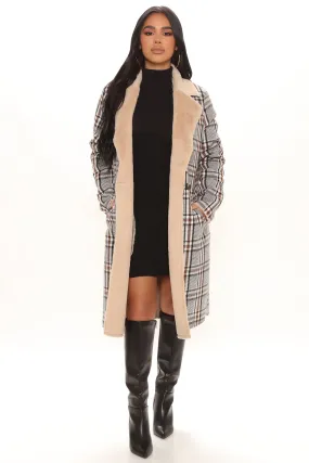 Always Ready Plaid Trench Coat - Ivory/combo