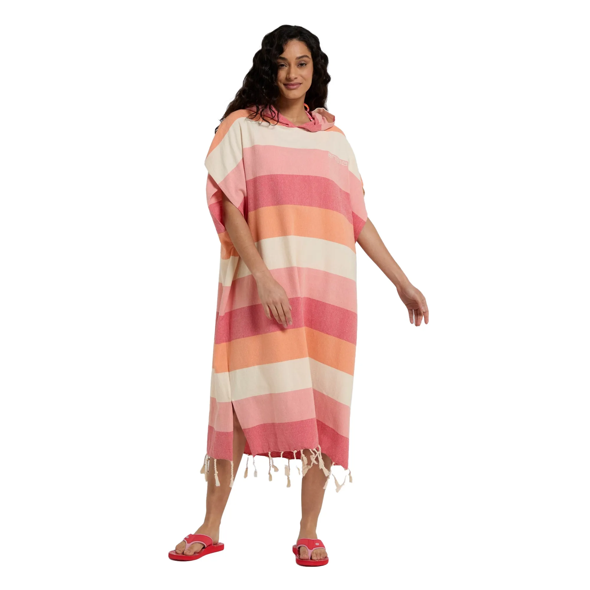 Animal Womens/Ladies Talia Contrast Striped Recycled Tassel Poncho