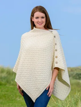 Aran Trellis Poncho - Super Soft Merino Wool