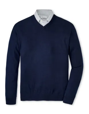 AUTUMN CREST V-NECK SWEATER - NAVY