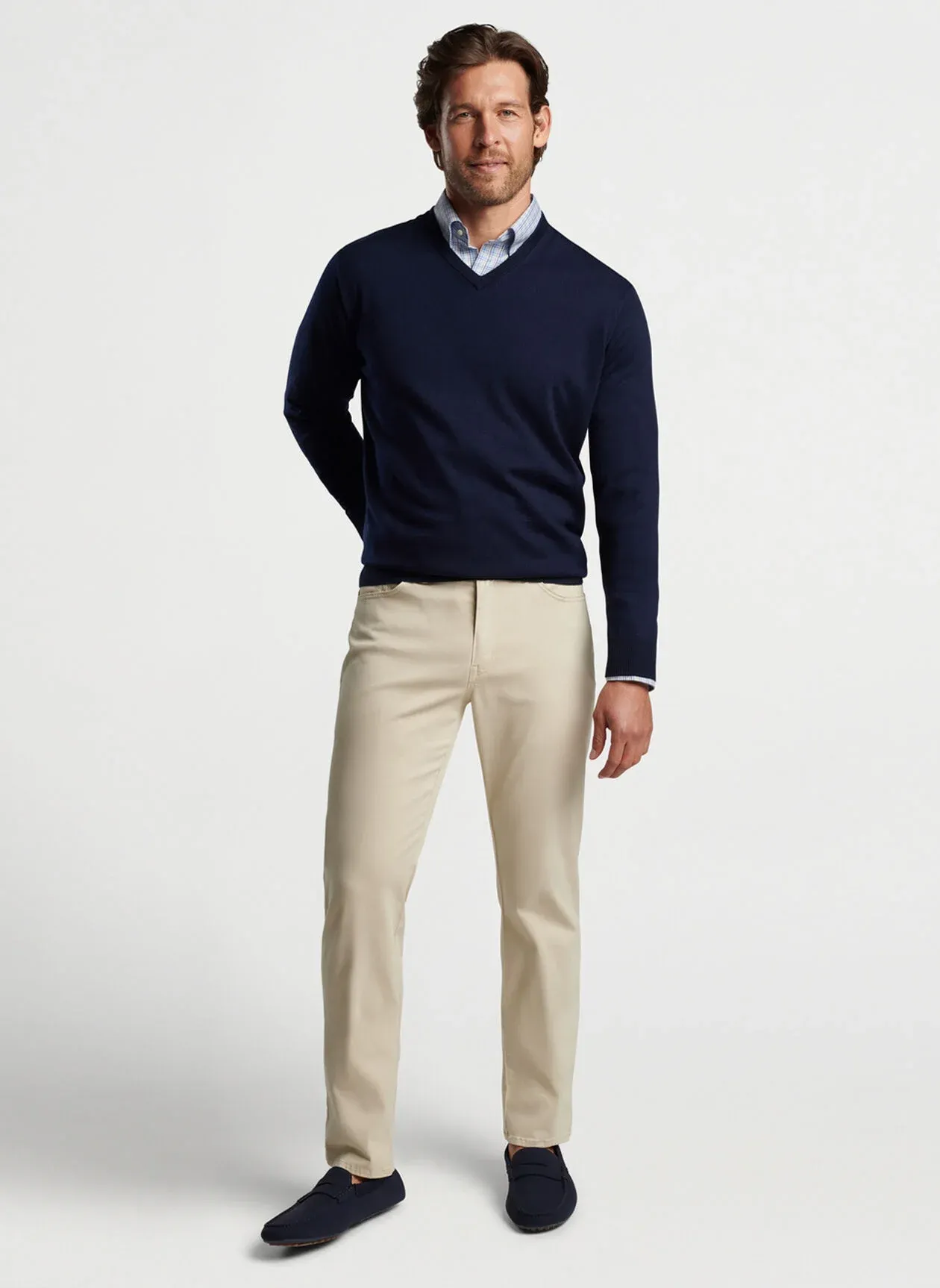 AUTUMN CREST V-NECK SWEATER - NAVY