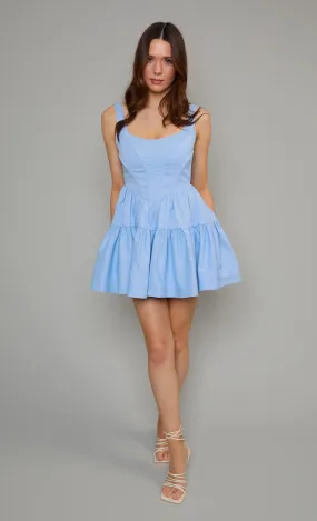 Baby Blue Corset Tiered Mini Dress