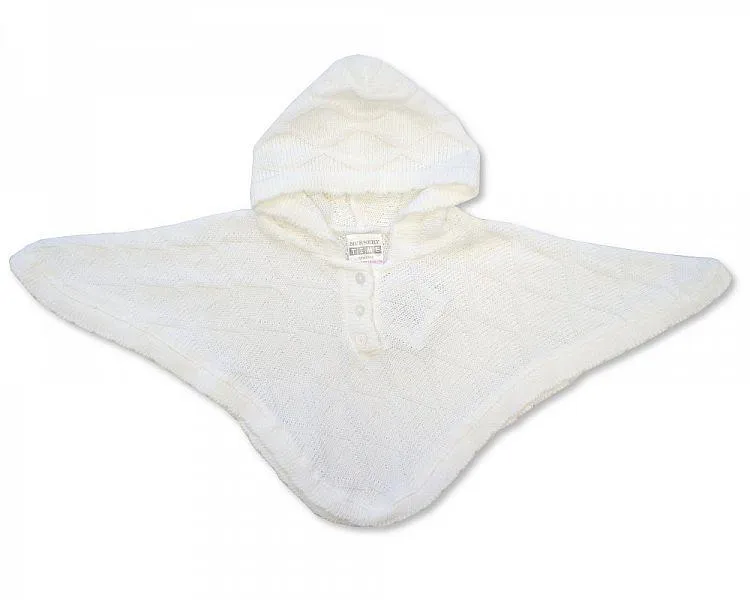 Baby Knitted Poncho - White - NB/6M - (BW-10-467W)