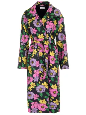 Balenciaga Belted Floral Print Trench Coat