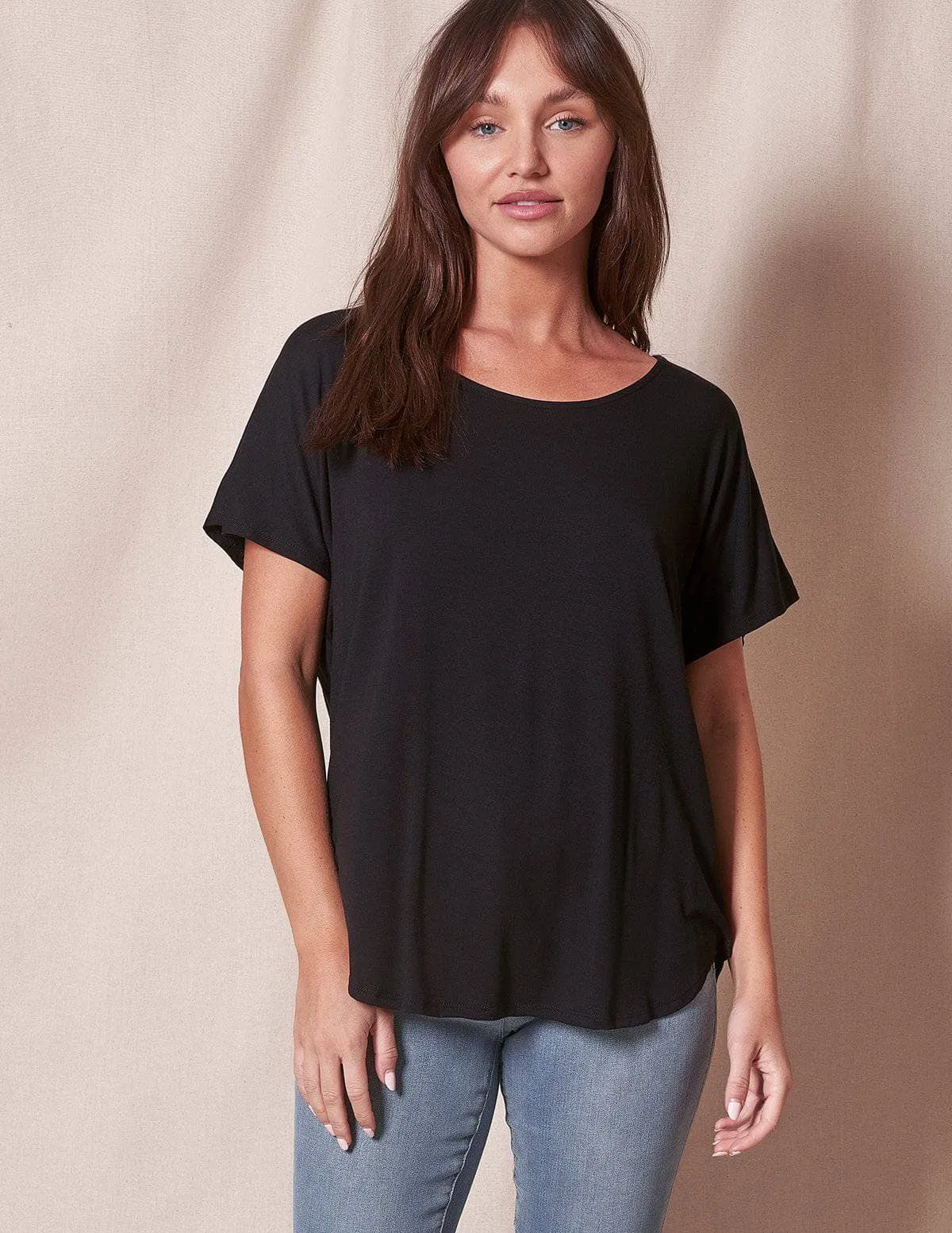 Bamboo Dolman Tee - Black