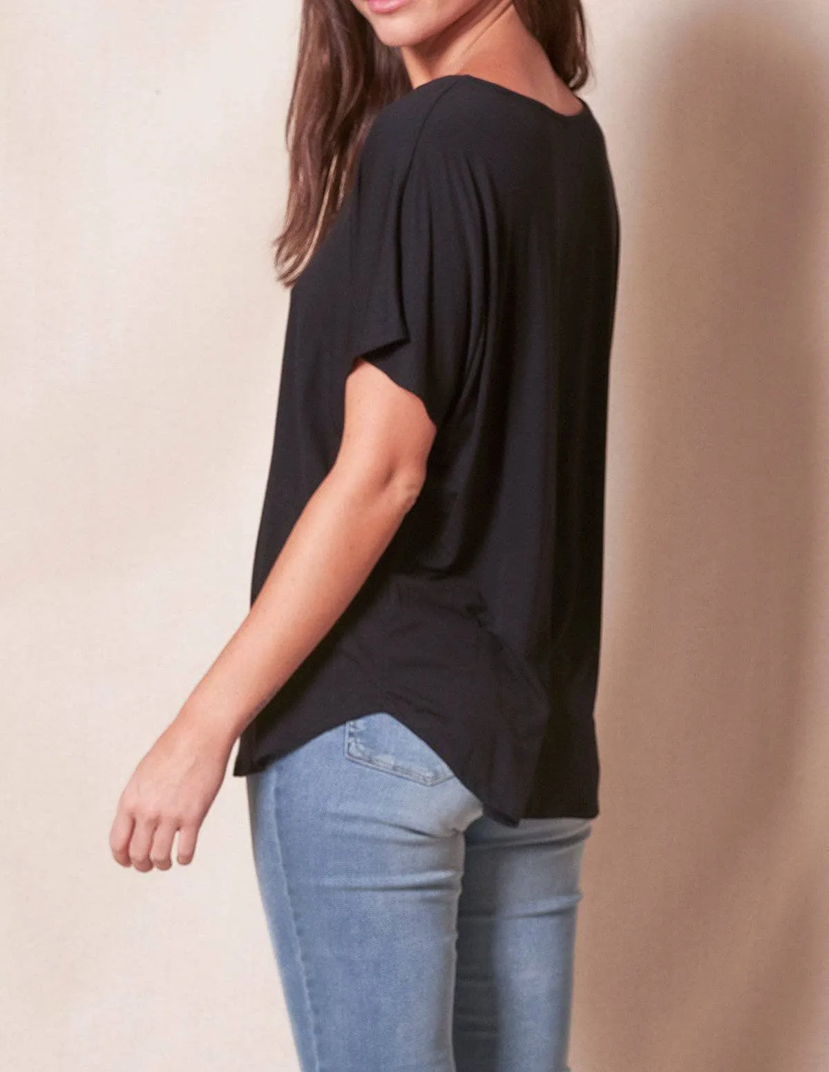 Bamboo Dolman Tee - Black