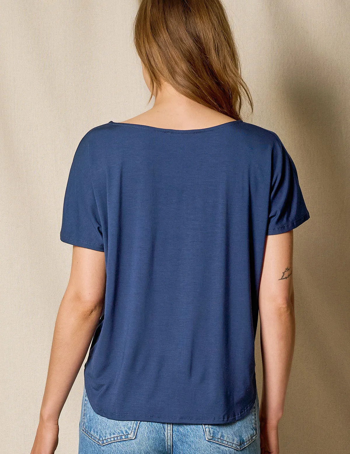 Bamboo Dolman Tee - Navy