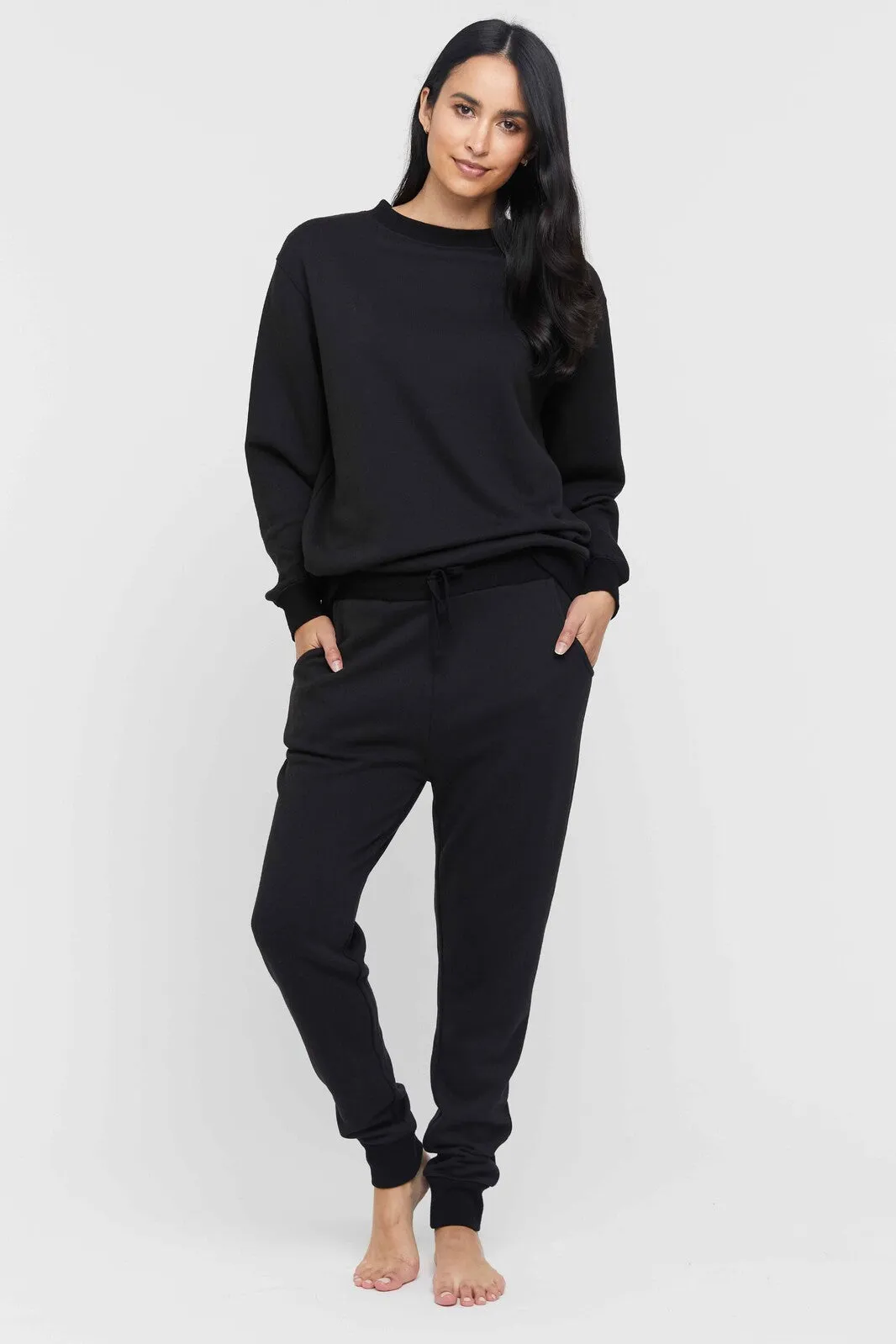 Bamboo Essential Fleece Top - Black