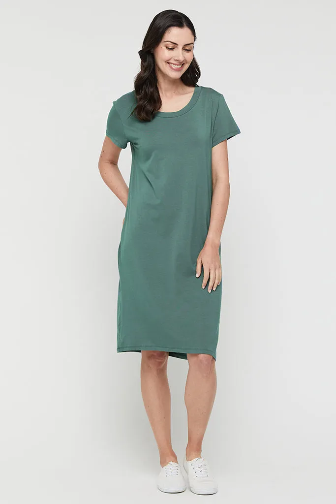 Bamboo T-Shirt Dress - Silver Pine