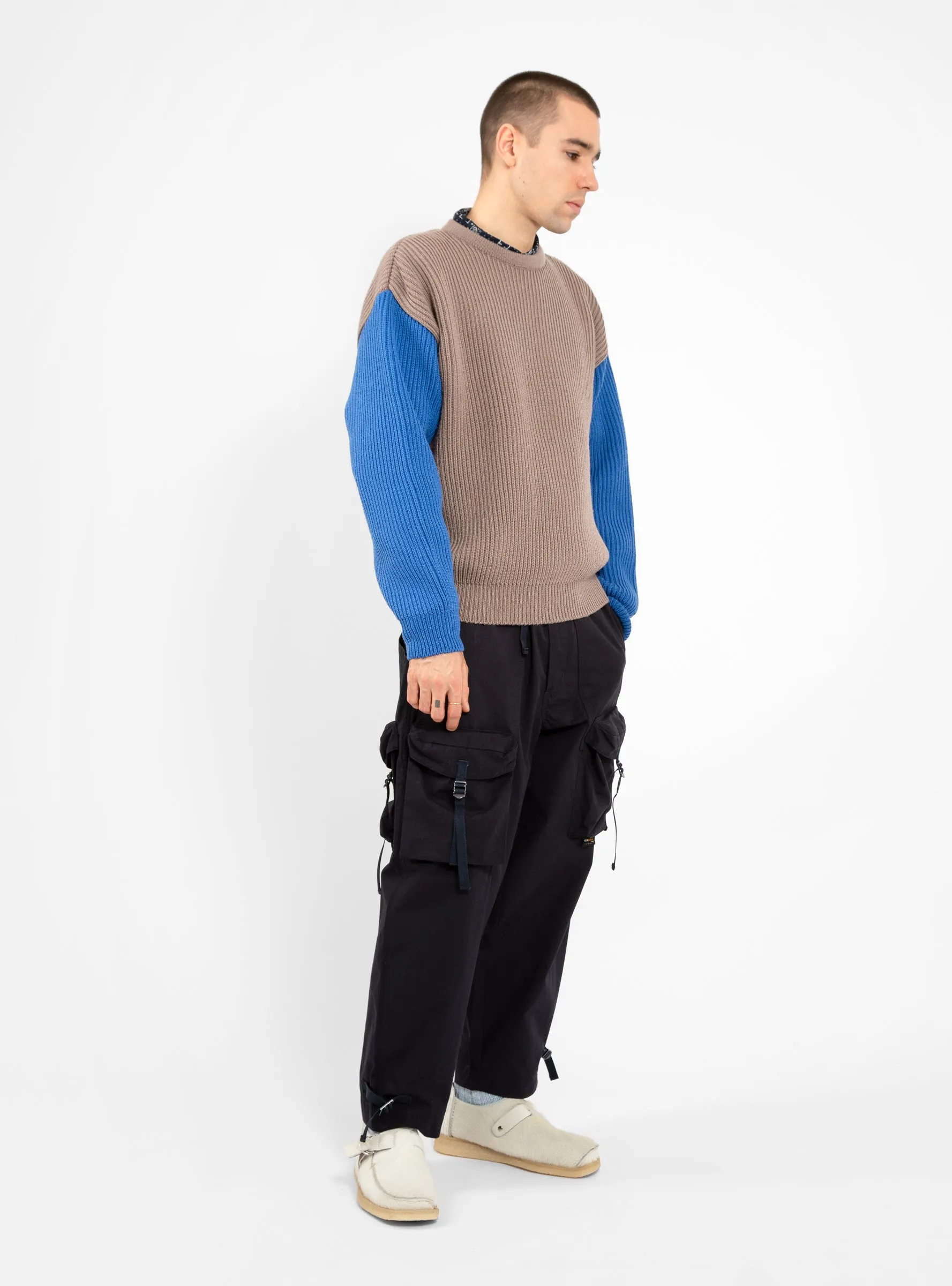 Beacon Merino Wool Crew Sweater Earth & Royal Blue