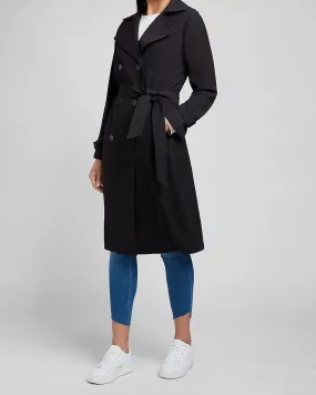 Belted Double Breasted Trench Coat in Pitch Black