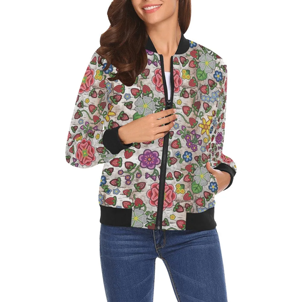 Berry Pop Br Bark All Over Print Bomber Jacket for Women