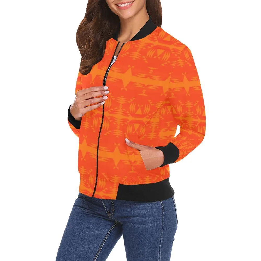 Between the Mountains Orange A feather for each Bomber Jacket for Women