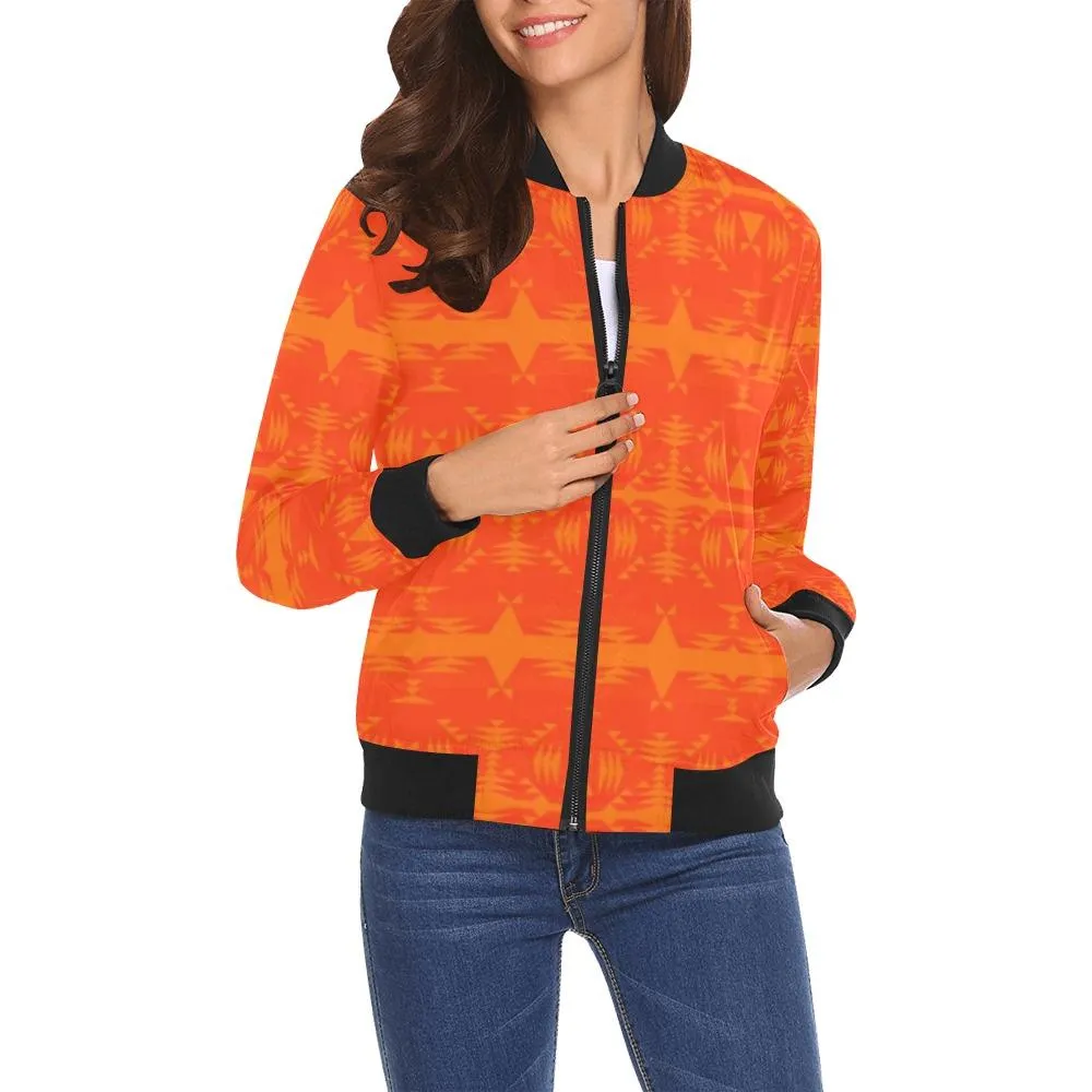 Between the Mountains Orange A feather for each Bomber Jacket for Women