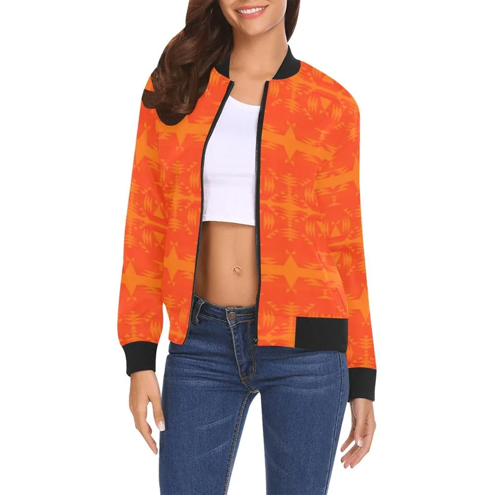 Between the Mountains Orange A feather for each Bomber Jacket for Women