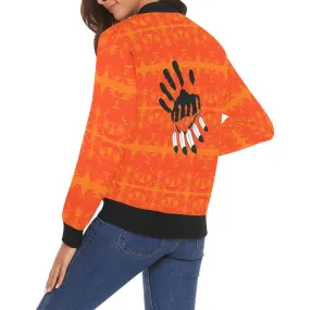 Between the Mountains Orange A feather for each Bomber Jacket for Women