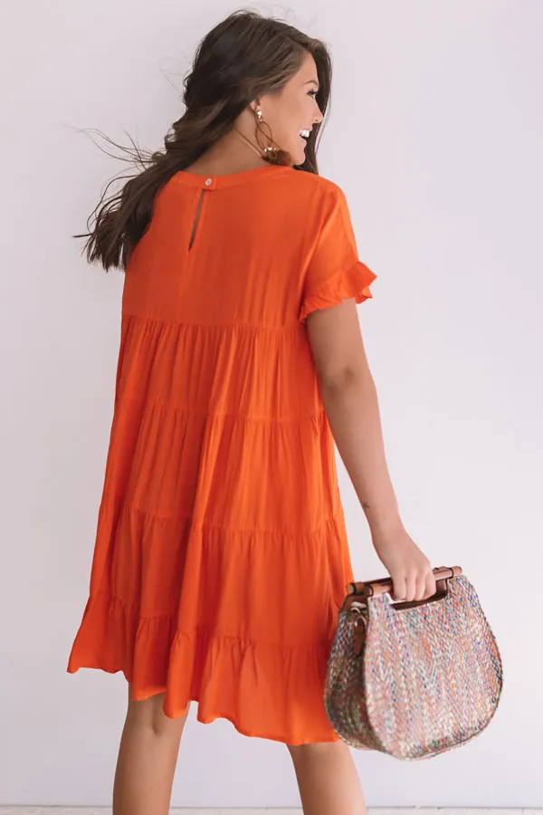 Beyond Basic Babydoll Dress in Tangerine