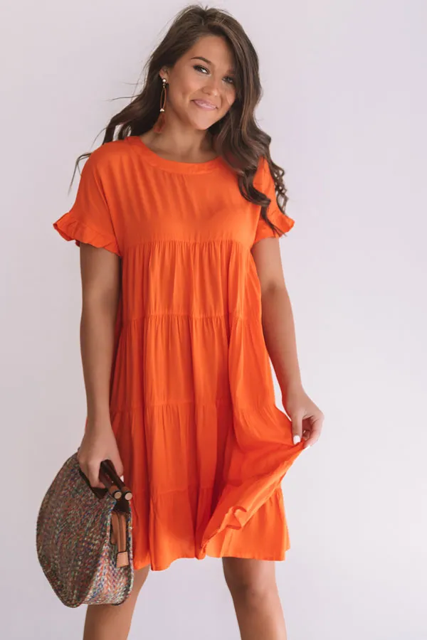 Beyond Basic Babydoll Dress in Tangerine