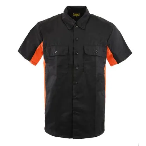 Biker Clothing Co. MDM11676 Men's Black and Orange Button Up