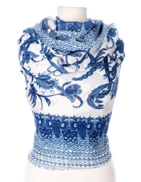 Bird of Paradise Spring Scarf - Blue/White