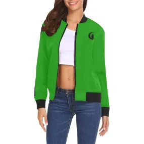 BLACC BORDER GREEN All Over Print Bomber Jacket for Women