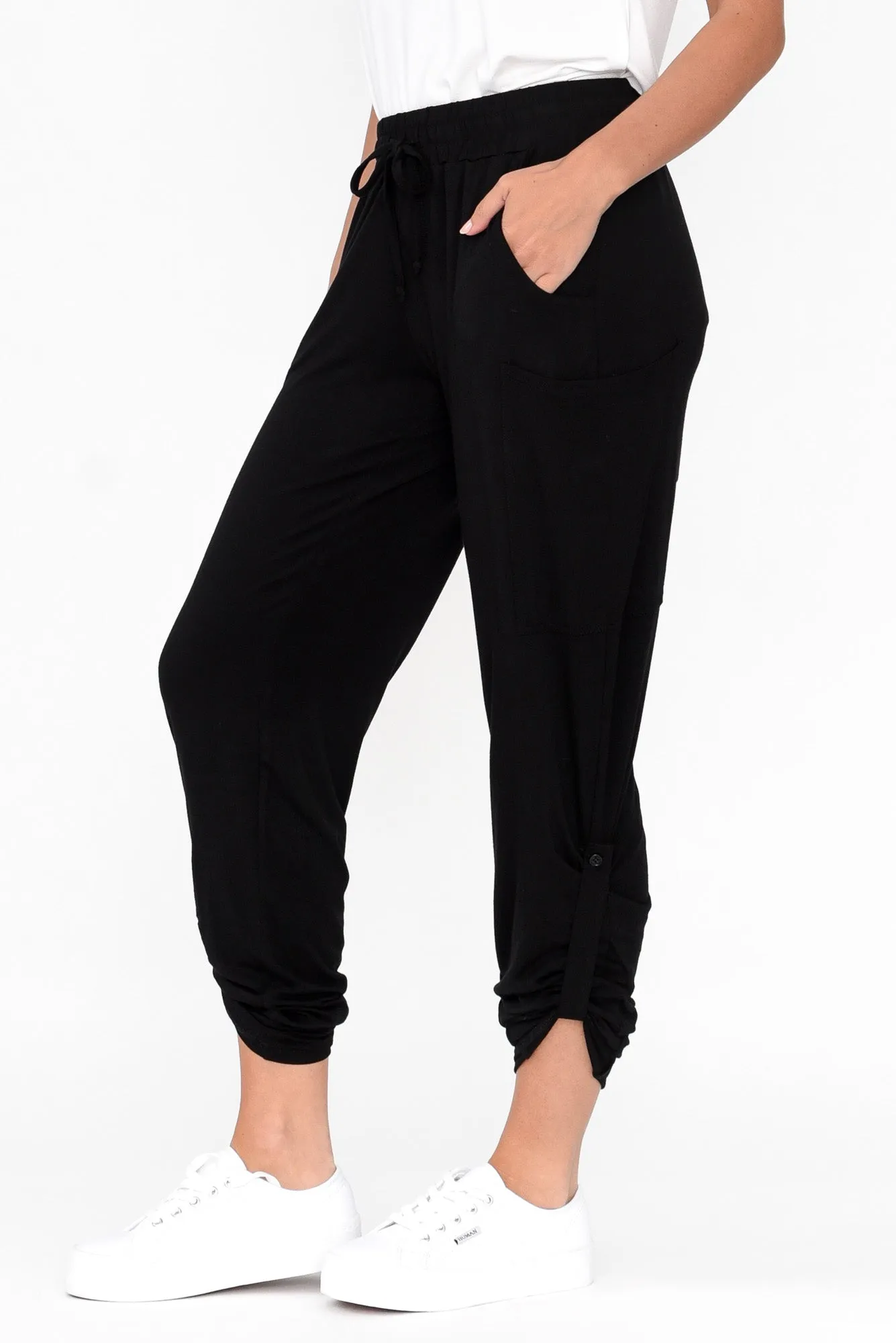 Black Bamboo Pocket Pants