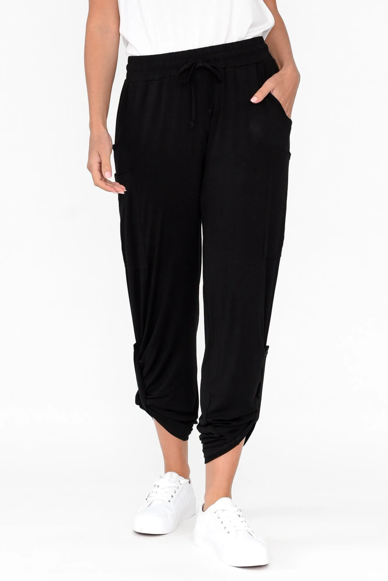 Black Bamboo Pocket Pants