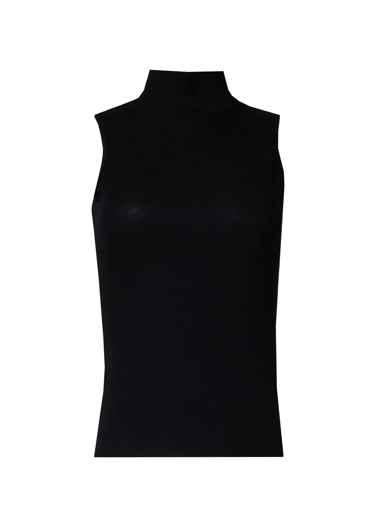 Black Solid Sleeveless Turtleneck