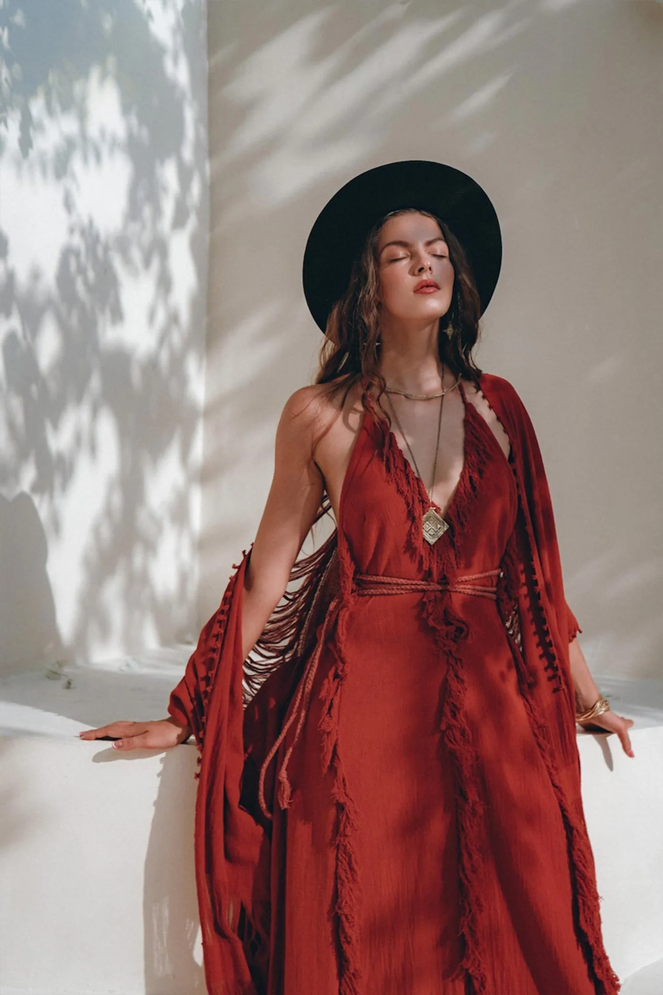 Boho Maxi Dress • Cotton Bridesmaid Dress • Red Organic Goddess Dress