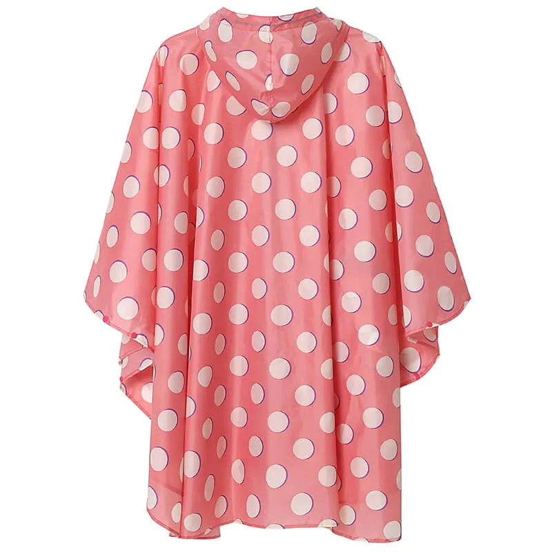 Breathable Polka Dot Rain Poncho Coat with Adjustable Hood