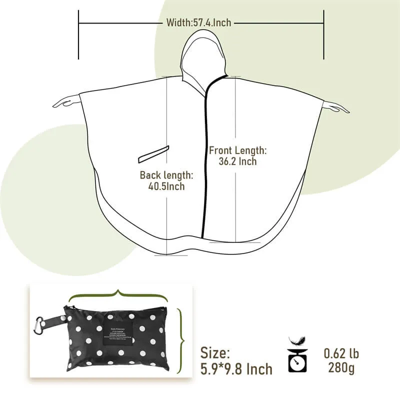 Breathable Polka Dot Rain Poncho Coat with Adjustable Hood