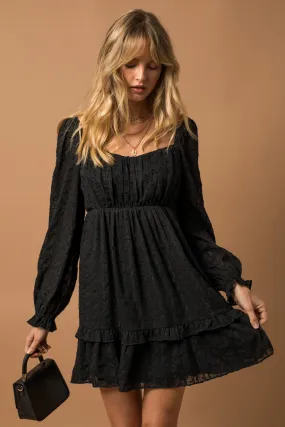 Burnout Jacquard Babydoll Dress