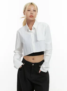 Buttoned Solid Crop Blouse CO414