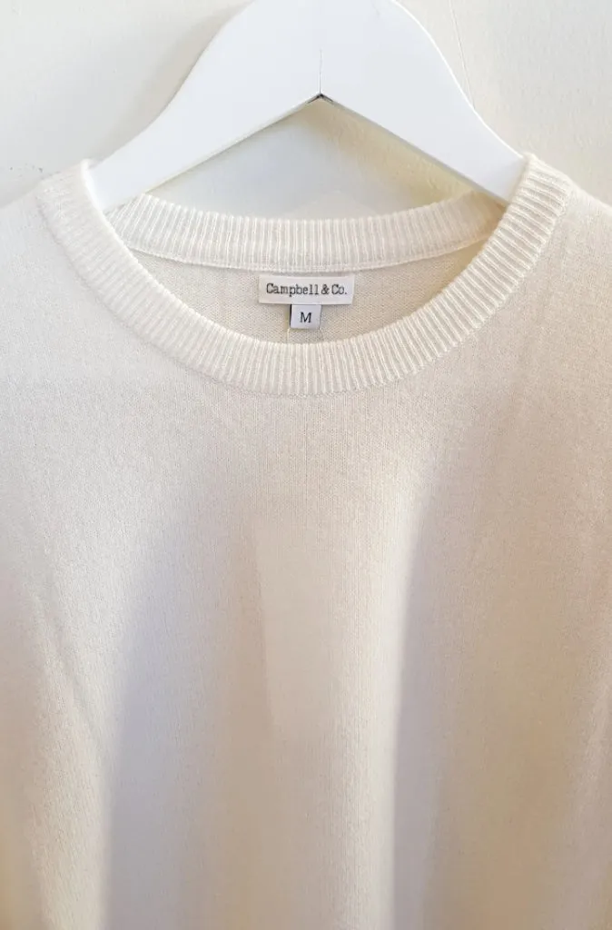 Campbell & Co. Classic Round Neck Sweater in Snow