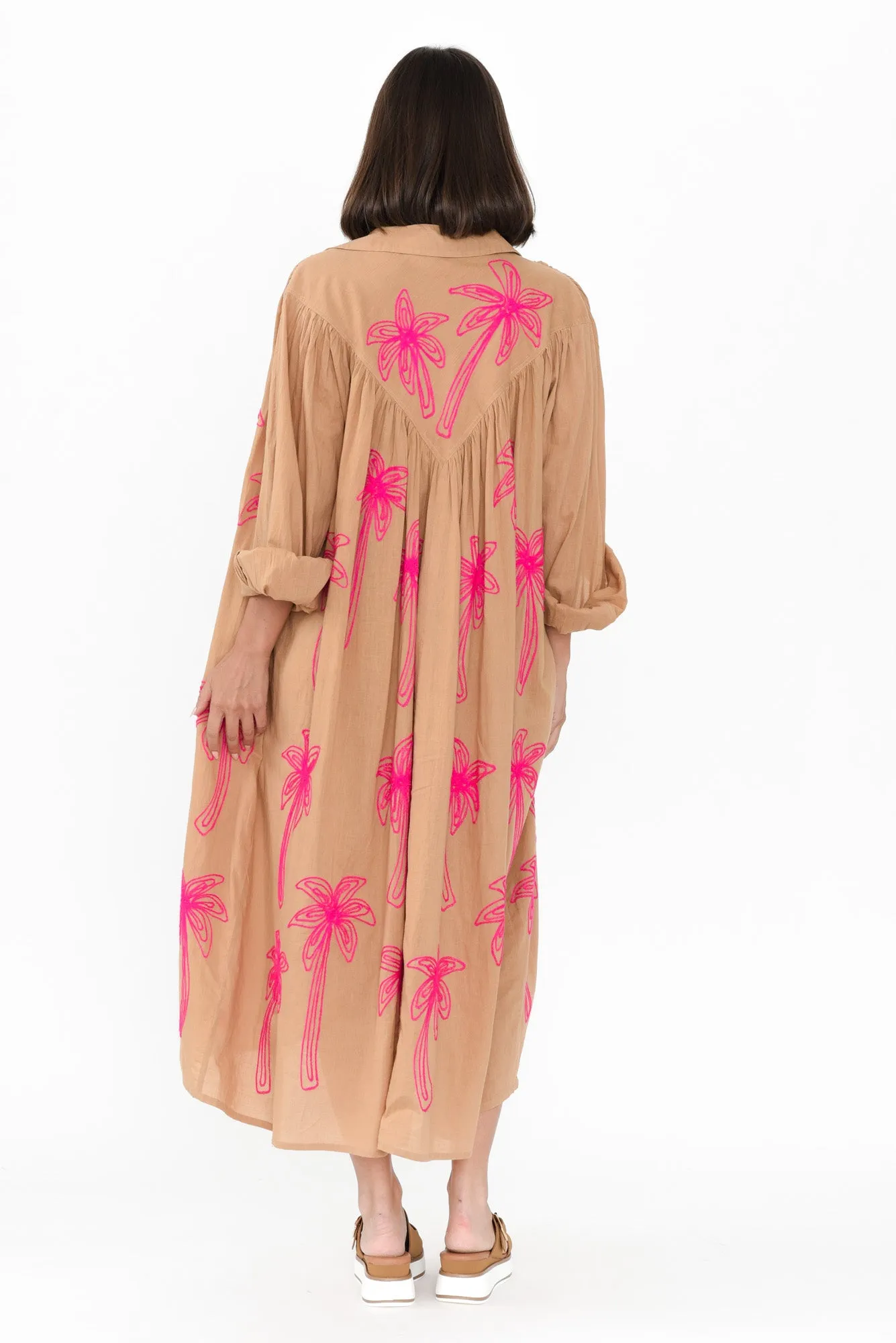 Carole Brown Embroidered Cotton Dress