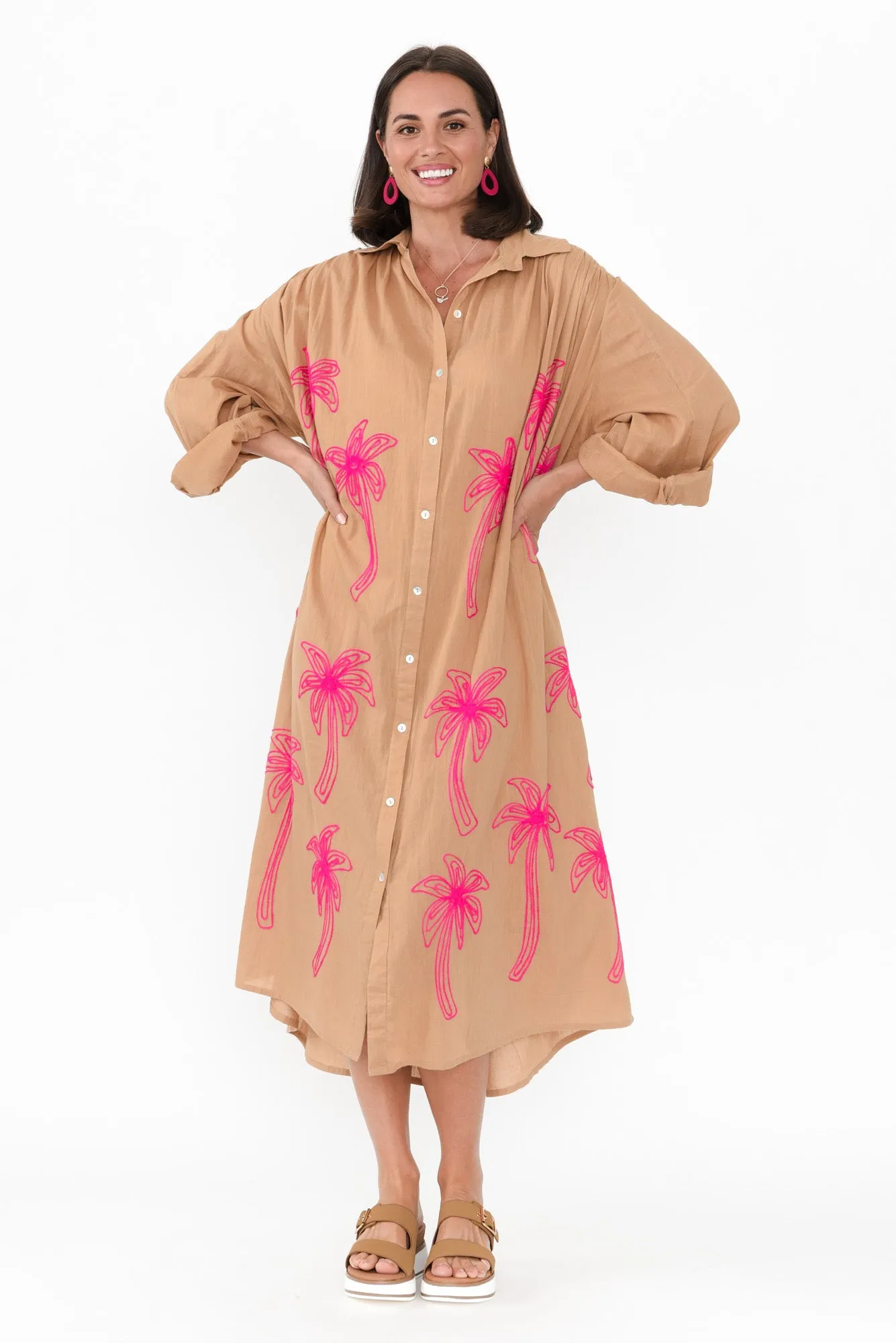 Carole Brown Embroidered Cotton Dress