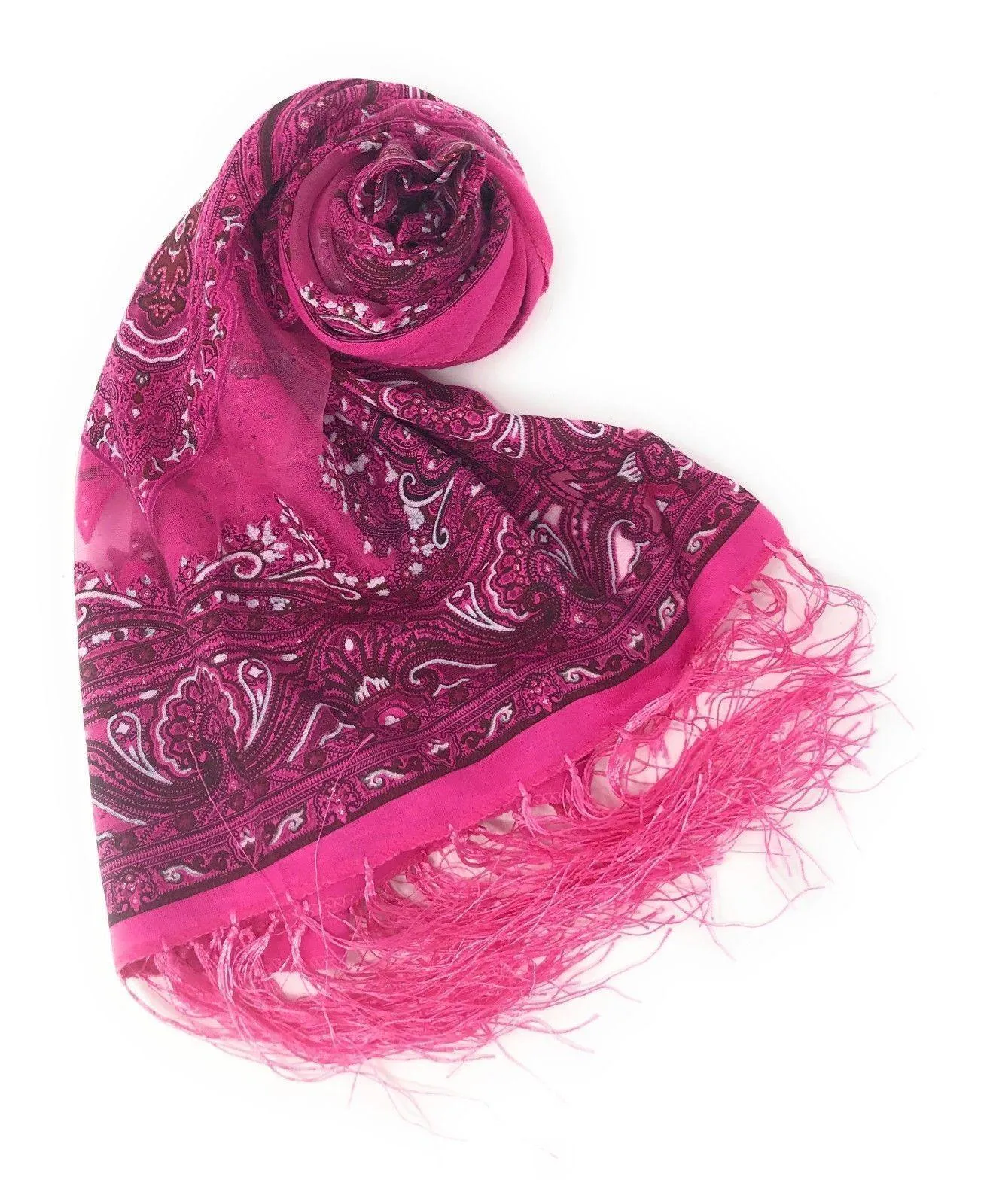 Casaba Women's Elegant Paisley Sheer Scarf Scarves Intricate Brocade Tapestry