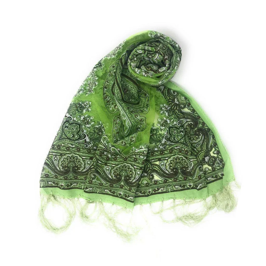 Casaba Women's Elegant Paisley Sheer Scarf Scarves Intricate Brocade Tapestry