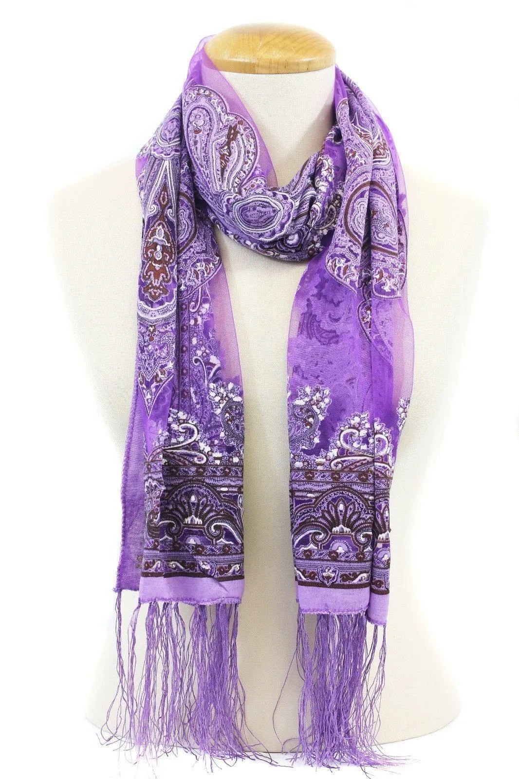 Casaba Women's Elegant Paisley Sheer Scarf Scarves Intricate Brocade Tapestry