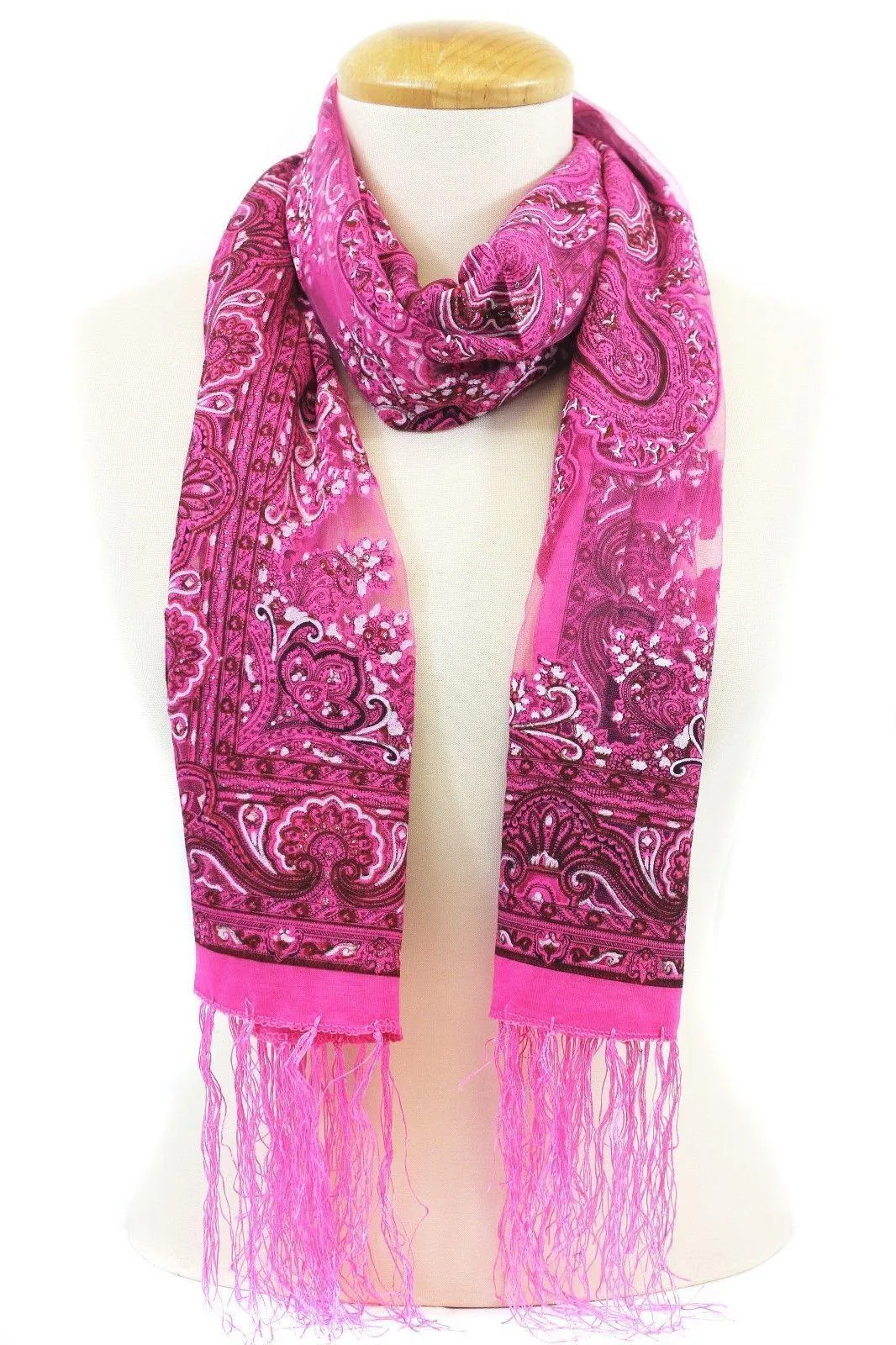 Casaba Women's Elegant Paisley Sheer Scarf Scarves Intricate Brocade Tapestry