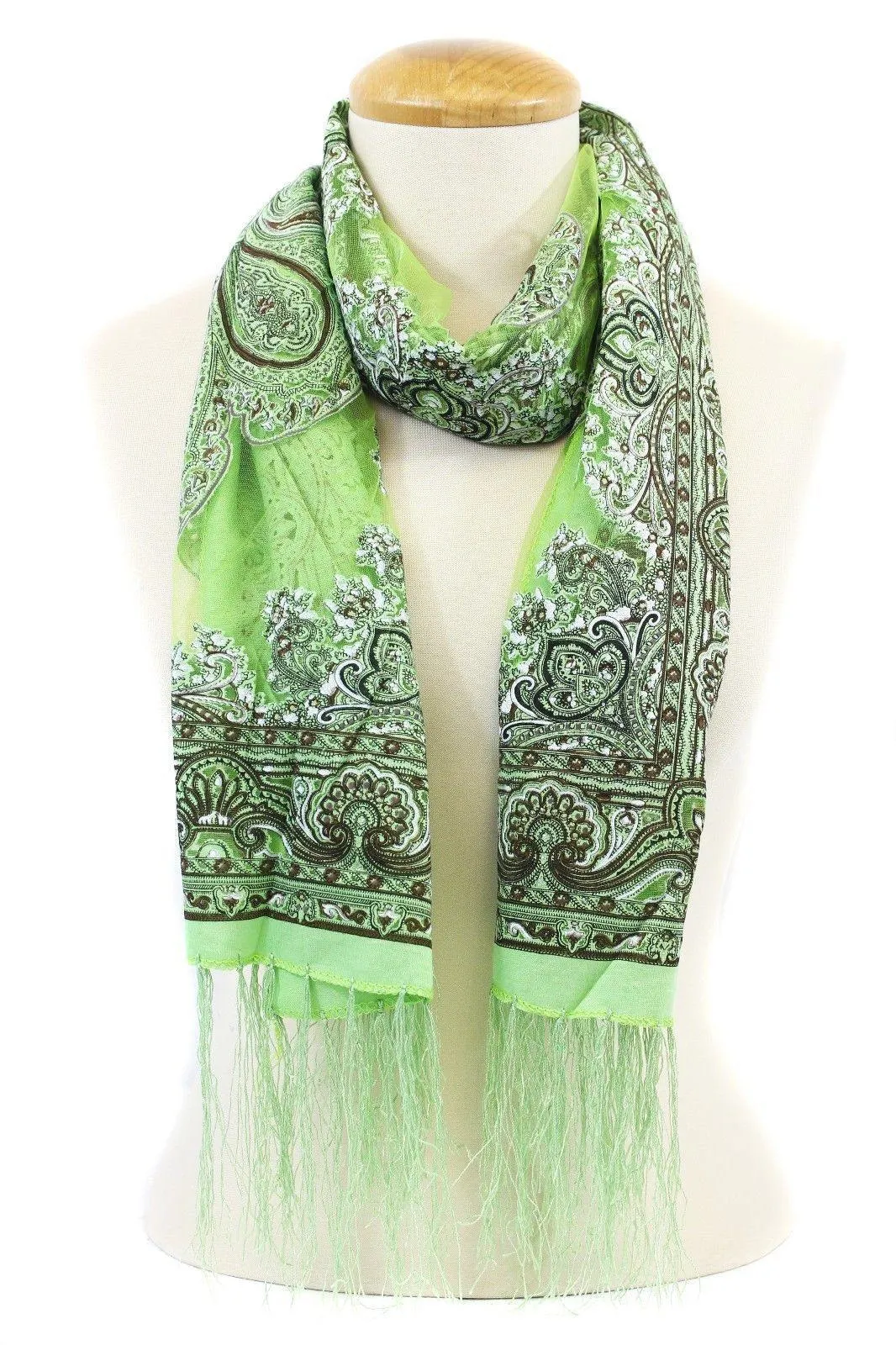 Casaba Women's Elegant Paisley Sheer Scarf Scarves Intricate Brocade Tapestry